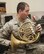 U. S. Air Force Senior Airman Daniel Nebel, United States Air Force Band of the Golden West, plays a French horn during rehearsal with other members of the Travis Brass Quintet at Travis Air Force Base, Calif., Aug. 7, 2017.  One of the cornerstone ensembles for the U. S. Band of the Golden West, Travis Brass has been delighting audiences in the Western U.S. for several decades. The brass quintet made is up of two trumpets, a horn, a trombone and a tuba. (U.S. Air Force photo/ Heide Couch)