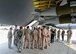 Secretary of the Air Force Heather Wilson speaks with Airmen assigned to the 23rd Expeditionary Bomb Squadron and the 379th Expeditionary Aircraft Maintenance Squadron under the wing of a B-52 Stratofortress at Al Udeid Air Base, Qatar, Aug. 15, 2017. During the visit Wilson and Air Force Chief of Staff Gen. David L. Goldfein spent time with Airmen, answering questions they had about the Air Force. (U.S. Air Force photo by Tech. Sgt. Bradly A. Schneider)