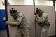 Twelve Airmen with the 178th Wing Security Forces Squadron participated in an active shooter response exercise at Springfield Air National Guard Base in Springfield, Ohio, Aug. 16, 2017. The exercise meets an annual training requirement to prepare security forces members for potential threats on base. (Ohio Air National Guard photo by Senior Airman Rachel Simones)