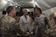 Air Force Chief of Staff Gen. David L. Goldfein, left, and Secretary of the Air Force Heather Wilson, center, speaks with Airman Traivon Lee, 332nd Expeditionary Force Support Squadron sports director, August 21, 2017, in Southwest Asia. During the visit Wilson and Goldfein spent time with Airmen, learning about who they are, why they joined and their contributions to U.S. Air Forces Central Command. (U.S. Air Force photo/Senior Airman Damon Kasberg)