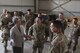 Secretary of the Air Force Heather Wilson, left, speaks to Airmen from the 557th Expeditionary RED HORSE as part of a tour of U.S. Air Forces Central Command, August 21, 2017, in Southwest Asia. During the visit Wilson and Air Force Chief of Staff Gen. David L. Goldfein had the opportunity to see current construction projects in the area of responsibility and speak with the Airmen who are building the future of the Air Force. (U.S. Air Force photo/Senior Airman Damon Kasberg)