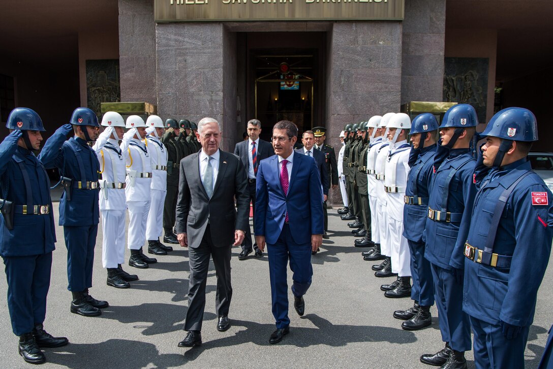 Defense leaders walk together in Turkey.