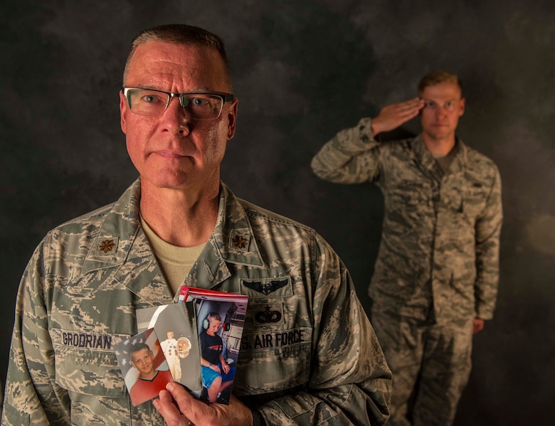 Maj. Stanley Grodrian doesn’t have to communicate with his son, Nathaniel, via Skype or letters anymore now that they’re stationed here together. The major is a Scott Family Health Clinic flight commander, and Nathaniel is a Senior Airman with the 375th Contracting Squadron.