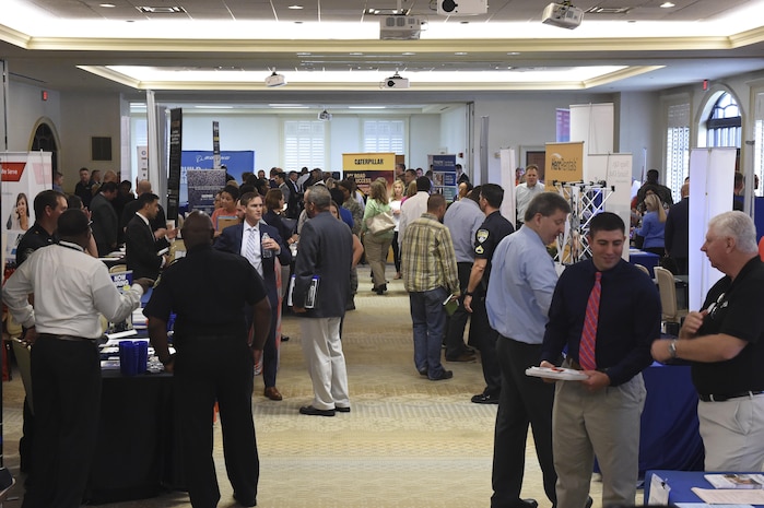 The hiring fair of the summit is the final event of the Hiring Our Heroes transition summit at the Charleston Club in Joint Base Charleston, S.C., Aug. 23.