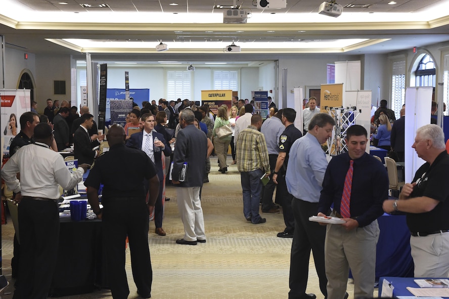 The hiring fair of the summit is the final event of the Hiring Our Heroes transition summit at the Charleston Club in Joint Base Charleston, S.C., Aug. 23.