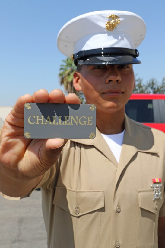 “If it doesn’t challenge you, it doesn’t change you,” Fred DeVito. Private Brian J. Rodriguez-Martinez of Recruiting Sub Station Bakersfield East, Recruiting Station Los Angeles, and graduate of East Bakersfield High School challenged himself to losing more than 70 pounds and earning the title of United States Marine. (U.S. Marine Corps photo by Staff Sgt. Alicia R. Leaders/Released)