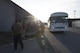 Senior Airman Jevon Krauser, a 374th Logistics Readiness Squadron vehicle operator deployed from Yakota Air Base, Japan, to support the annual Ulchi Freedom Guardian exercise, drives a 44 passenger bus up to a bus stop August 17, 2017, at Osan Air Base's life support area, Rush Park, Republic of Korea. The LSA is home to more than 600 temporary residents who are at Osan AB to support UFG. (U.S. Air Force photo by  Senior Airman Jacob Skovo)