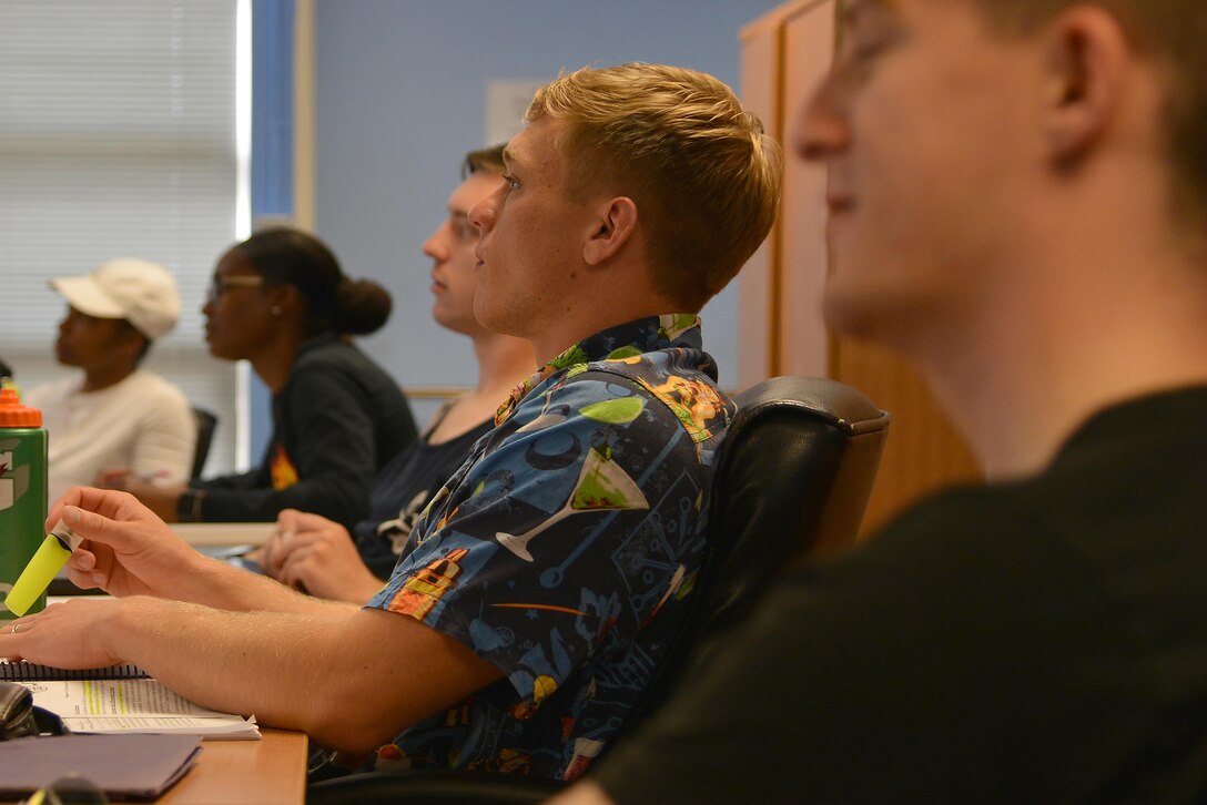 Langley Air Force Base Airman Leadership School students attend class in attire that best describes themselves for Diversity Day on Joint Base Langley-Eustis, Va., Aug. 4, 2017.
