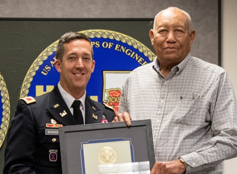 Willie J. Davis was recognized for his 55 years of service in the Government of the United States of America at this years Vicksburg District Founders Day ceremony.