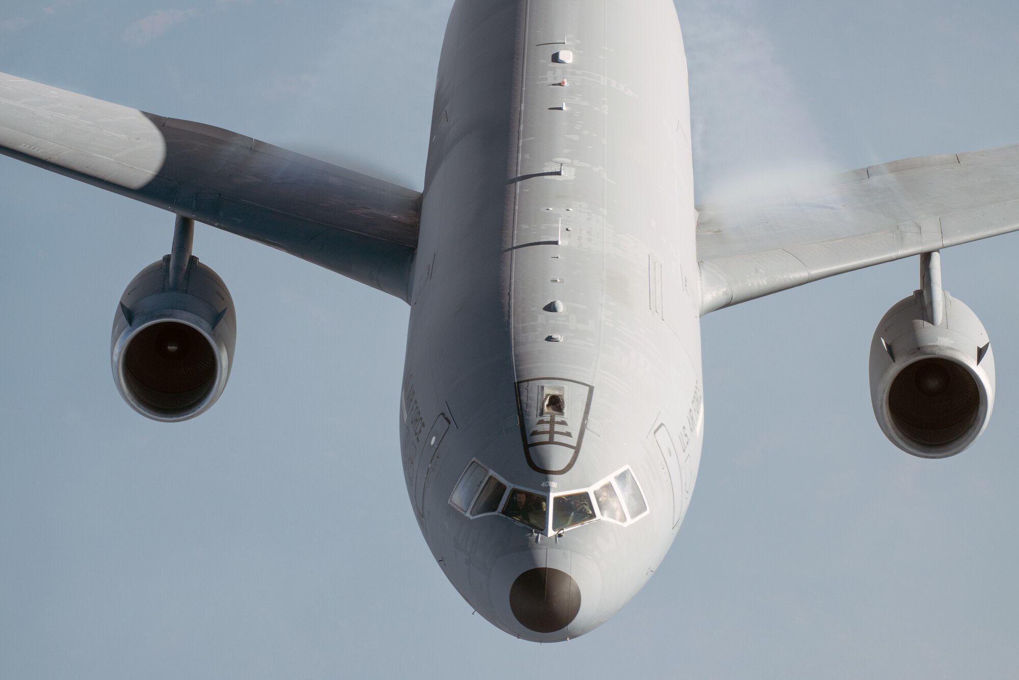 A KC-10 Extender from the 6th Air Refueling Squadron, gets refueled from a KC-10 Extender from the 9th Air Refueling Squadron during a training mission over the Pacific Northwest, August 21, 2017. Both KC-10 Extenders are assigned to Travis Air Force Base, Calif. (U.S. Air Force photo by Louis Briscese)