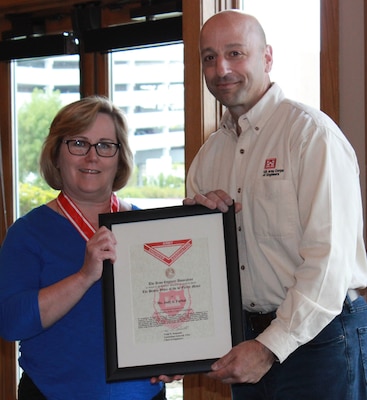 Jody Farhat, Chief of the U.S. Army Corps of Engineers, Missouri River Basin Water Management Division was honored with the Bronze DeFleury Medal in an informal ceremony Friday, Aug. 11, 2017.