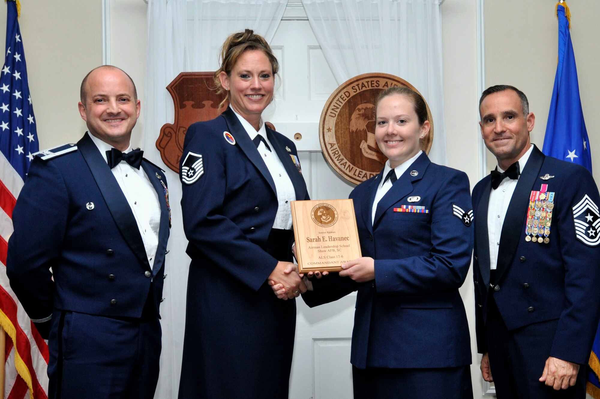 The Commandant award is given to the student who most exemplifies professional military qualities and is chosen by their peers, their primary instructors, and the ALS commandant.
