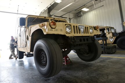 Army Reserve wheeled vehicle mechanics assigned to the 950th Support Maintenance Company conduct annual service on observer coach/trainer humvees as part of their mission to support the shop during Combat Support Training Exercise 86-17-02 at Fort McCoy, Wisconsin, from August 5 – 25, 2017.