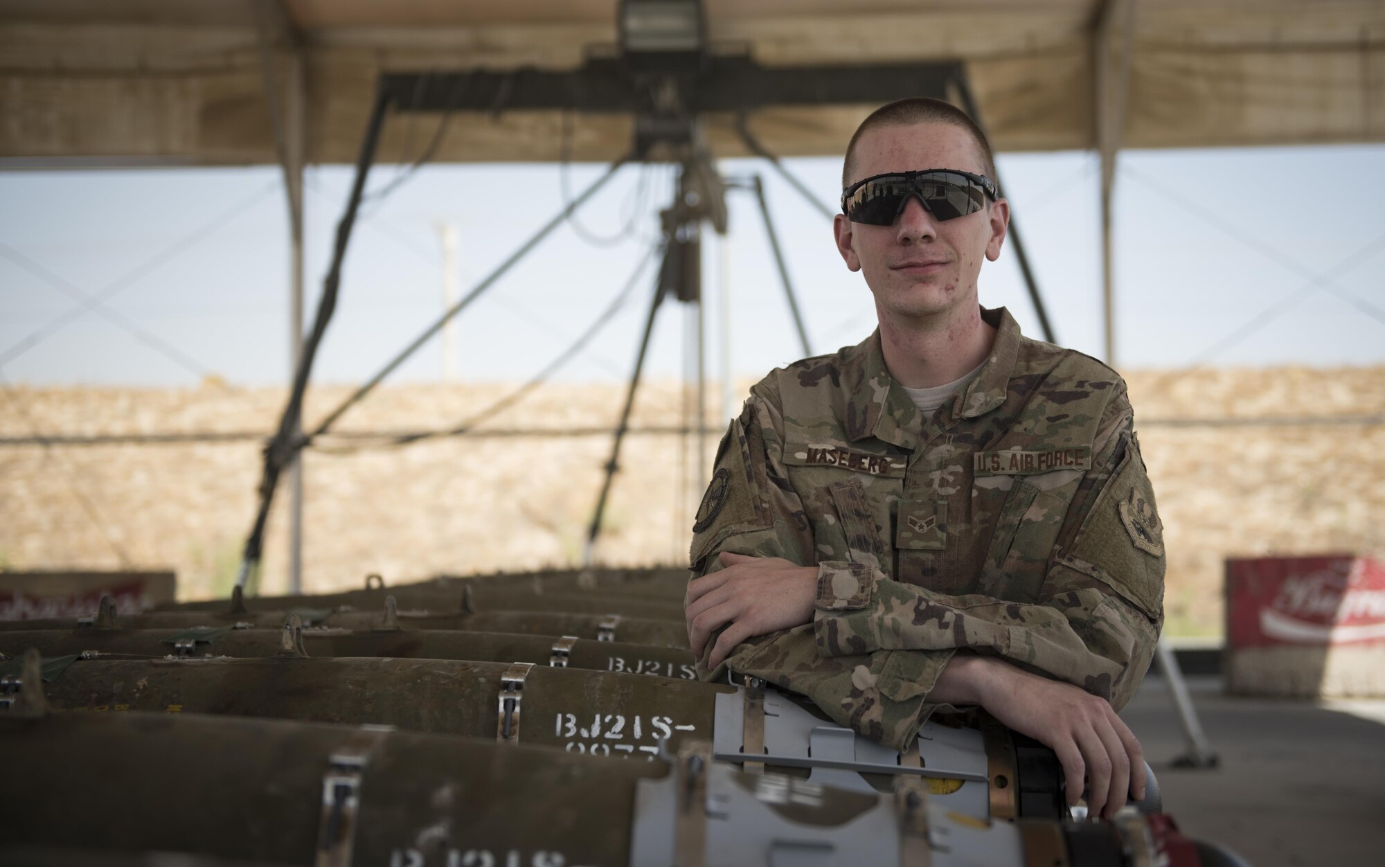 Airman 1st Class Shawn Maseberg is a munitions systems specialist assigned to the 455th Expeditionary Maintenance Squadron, Bagram Airfield, Afghanistan.