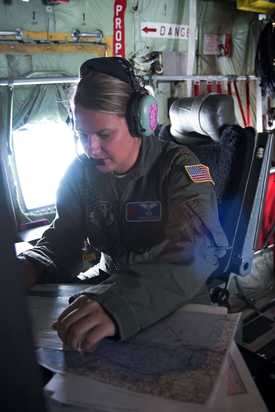 Air Force Maj. Kimberly Spusta collects weather data.