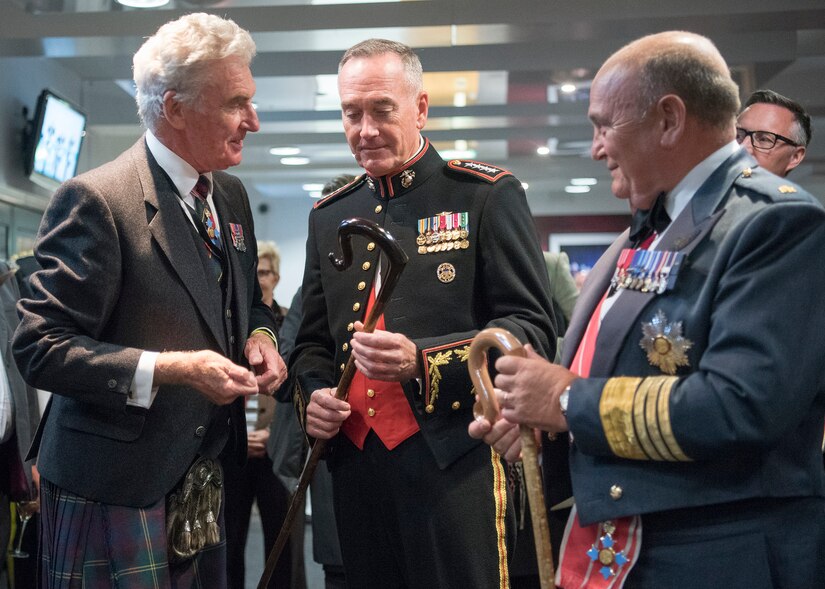 Marine Corps Gen. Joe Dunford receives a shepherd's crook.