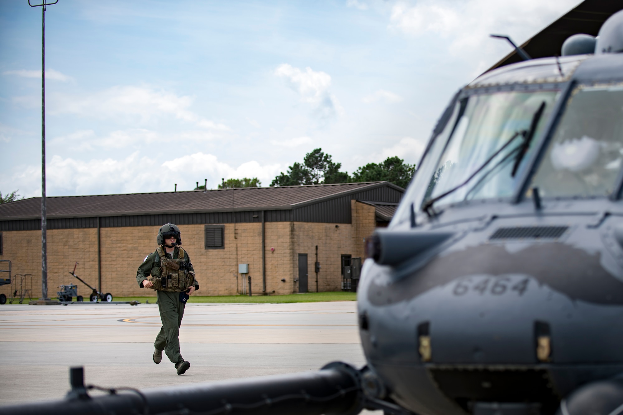 U.S. Air Force 41st Rescue Squadron HH-60G Pave Hawk crew members conduct preflight procedures, Aug. 26, 2017, at Moody Air Force Base, Ga.