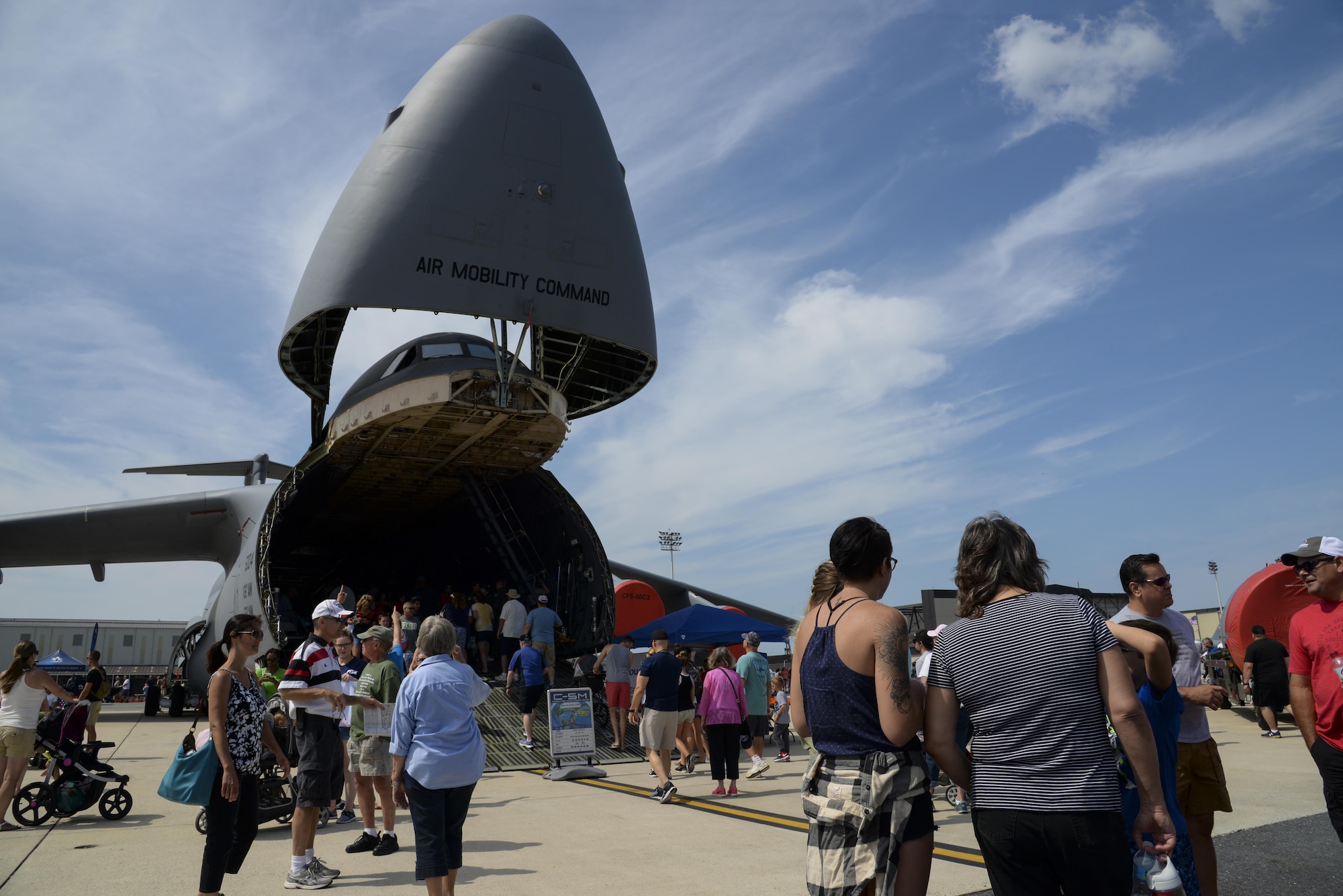 Guests of Team Dover tour a C-5M Super Galaxy Aug. 27, 2017, during the Thunder Over Dover Open House on Dover Air Force Base, Del. Dover AFB opened its gates to the public for a free two-day event as a way to thank the local community for their ongoing support of the base’s mission. (U.S. Air Force photo by Staff Sgt. Aaron J. Jenne)