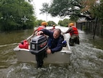 Texas Army National Guard soldiers arrive in Houston to aid citizens.