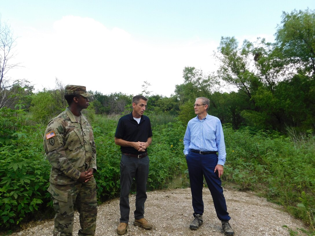 Col. Hudson toured our Continuing Authorities Program project in Frisco near Lewisville Lake June 28, along with CAP Program Manager Jon Loxley and Frisco City Manager George Purefoy – who has overseen Frisco's rapid growth in 30 years as the only city manager Frisco has ever had.