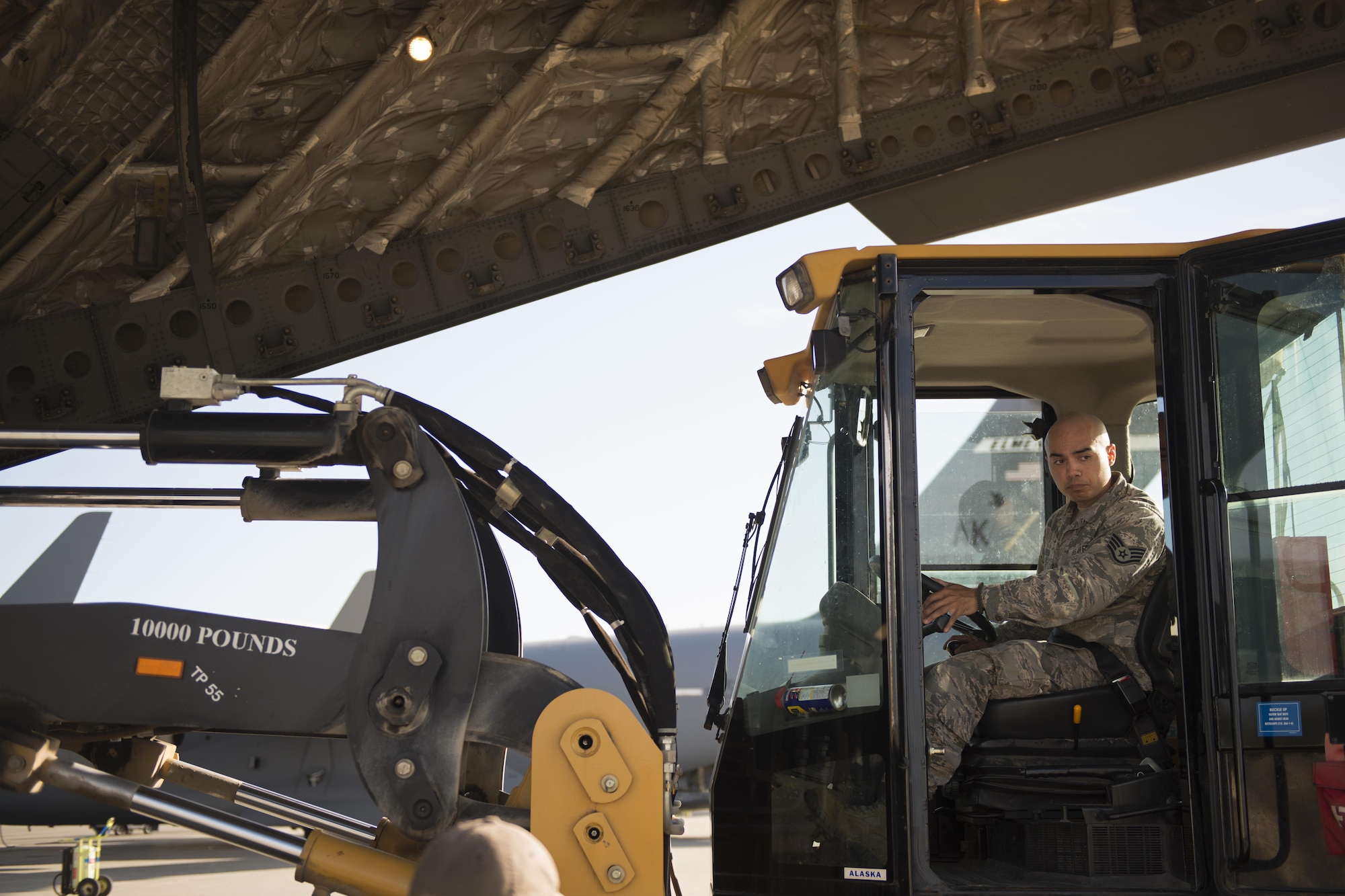 Airmen of the Alaska Air National Guard’s 176th Wing load and secure cargo onto a Joint Base Elmendorf-Richardson C-17 Globemaster III at JBER, Alaska, Aug. 28, 2017. The Airmen will travel to Houston, Texas as part of a humanitarian mission in response to Hurricane Harvey.