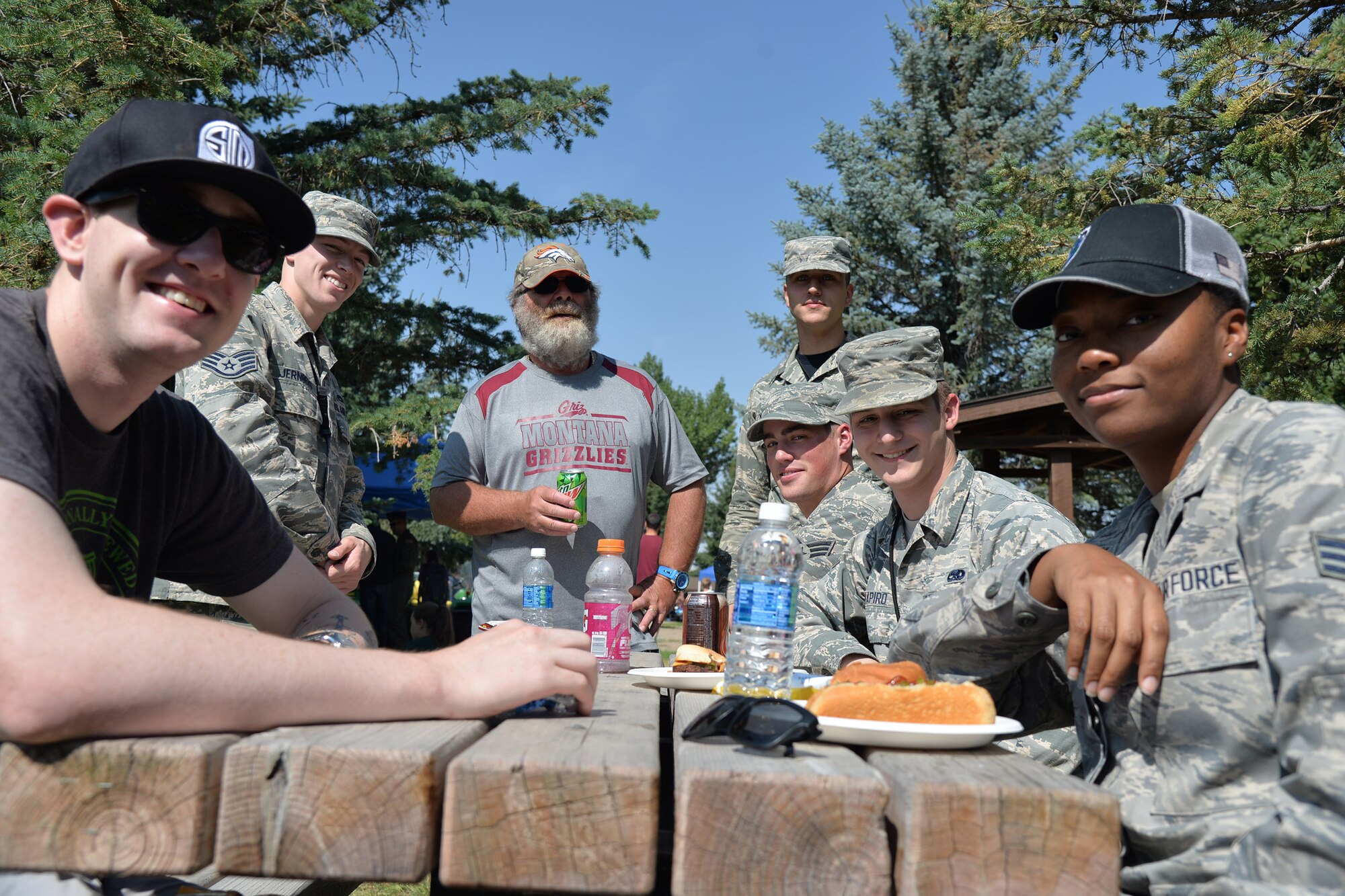 Airmen from the 341st Munitions Squadron pose for a photo at the annual base picnic Aug. 25, 2017, at Malmstrom Air Force Base, Mont.