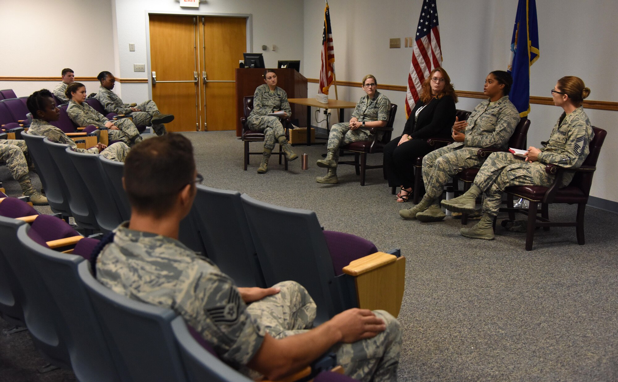 Keesler personnel attend the Women’s Equality Day Celebration Seminar inat the Sablich Center Aug. 28, 2017, on Keesler Air Force Base, Miss. Women’s Equality Day commemorates the 1920 certification of the 19th Amendment to the Constitution, granting women the right to vote. (U.S. Air Force photo by Kemberly Groue)