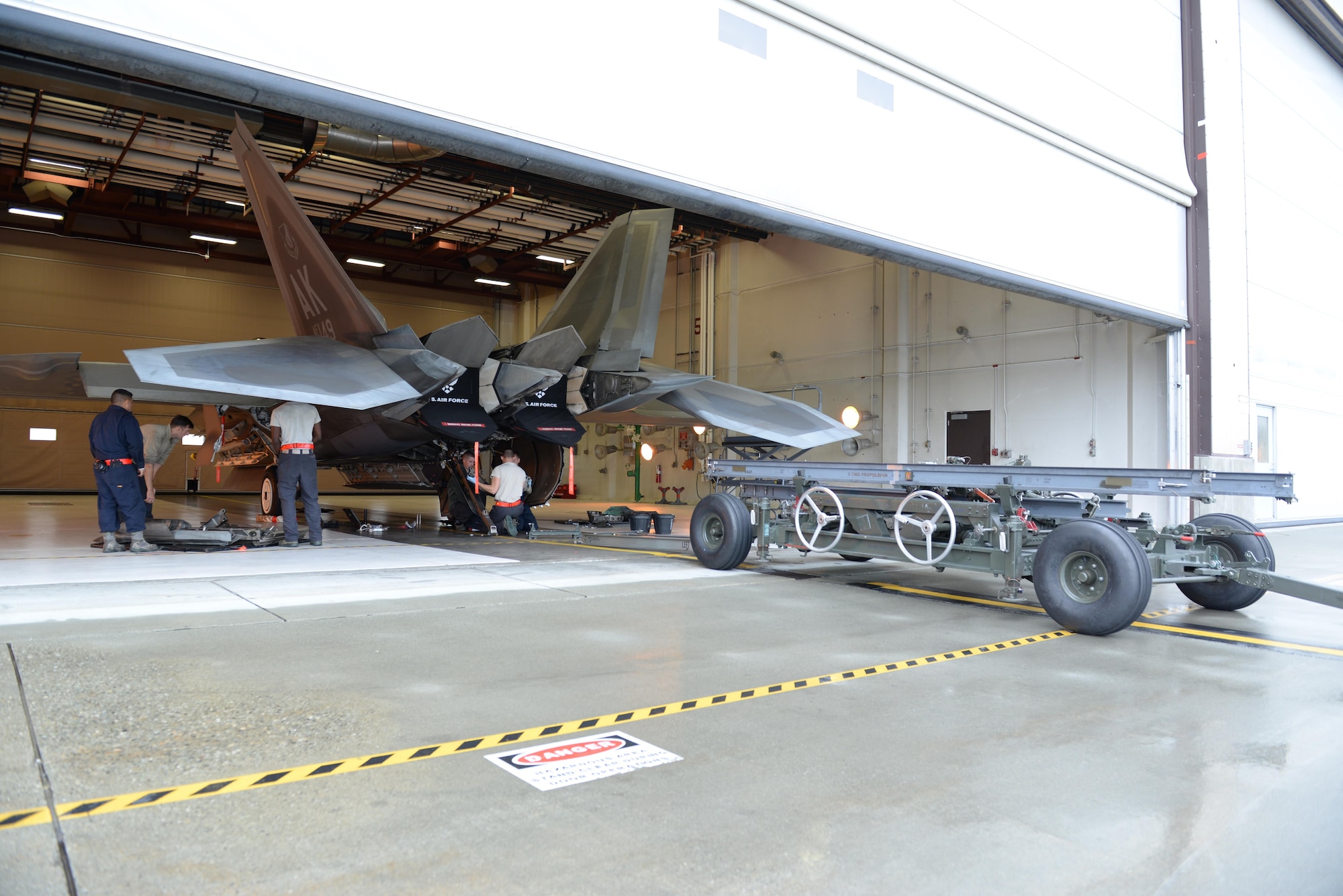 The 3rd Maintenance Group holds their quarterly safety training day Aug 21, 2017 at Joint Base Elmendorf-Richardson, Alaska. The 90th Aircraft Maintenance Unit’s, Tactical Aircraft Maintenance Section was able to use the day for a scheduled F-22 Raptor engine change while training and qualifying six new Airmen on how to do it.