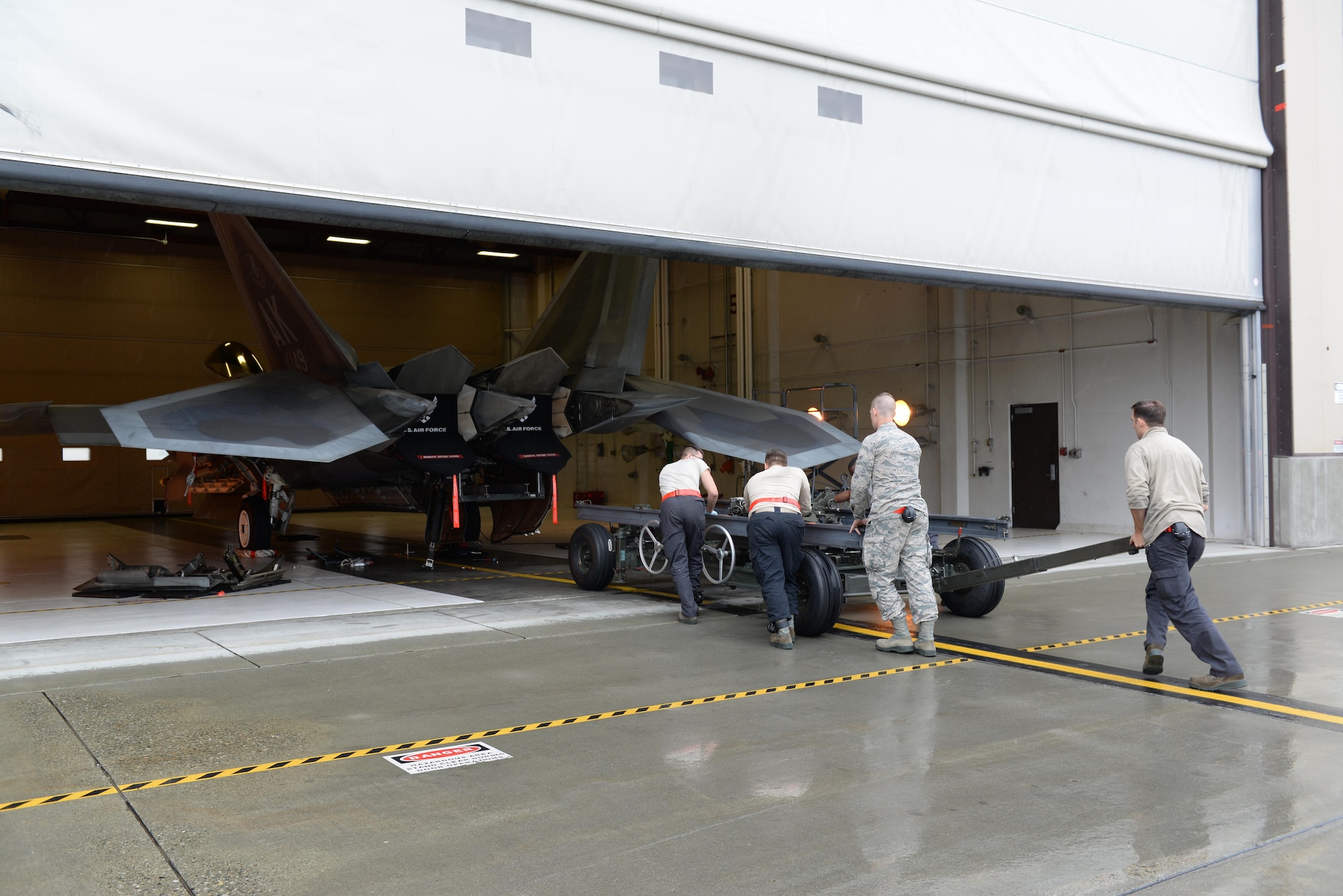 The 3rd Maintenance Group holds their quarterly safety training day Aug 21, 2017 at Joint Base Elmendorf-Richardson, Alaska. The 90th Aircraft Maintenance Unit’s, Tactical Aircraft Maintenance Section was able to use the day for a scheduled F-22 Raptor engine change while training and qualifying six new Airmen on how to do it.