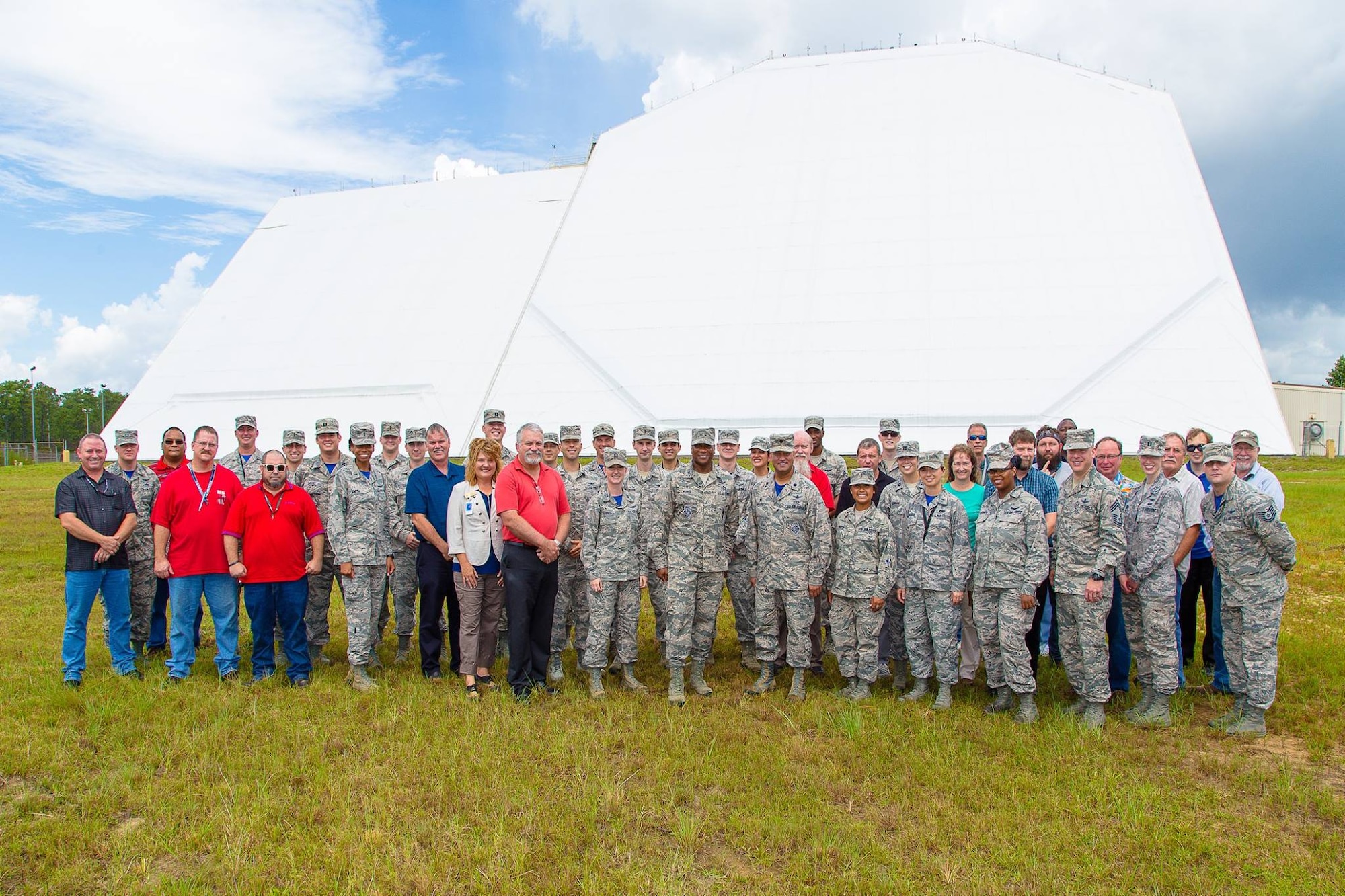 Col. Devin Pepper, 21st Space Wing Operations group commander, visits with members from the 20th Space Control Squadron, Site C-6, Eglin Air Force Base, Fla., Aug. 11,2017. The 20th SPCS is made up of an integrated team of active duty military and civilians who carry out the mission of space surveillance. (courtesy photo)