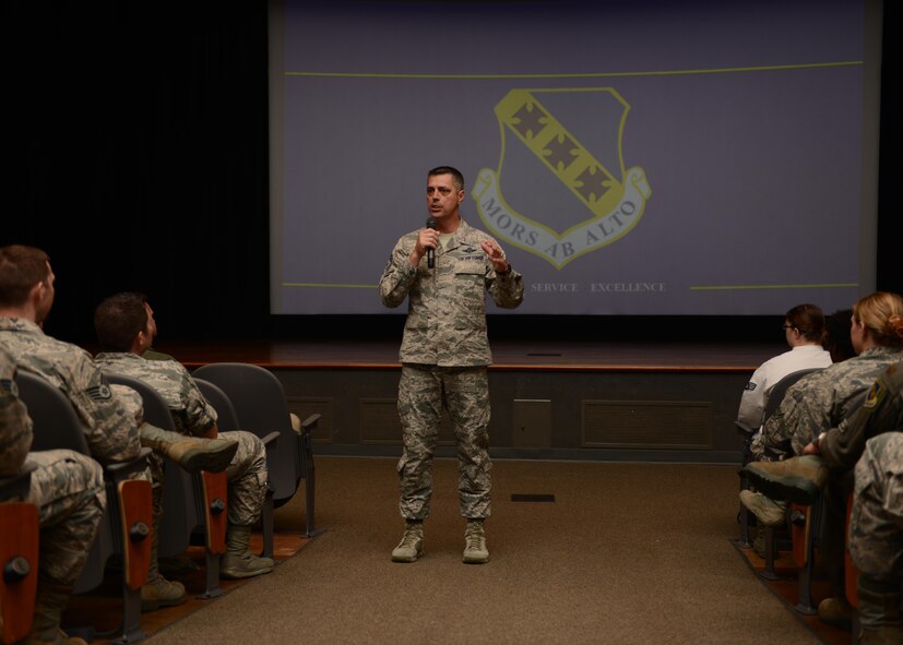 Col. Brandon Parker hosts first commander’s call as 7th BW commander