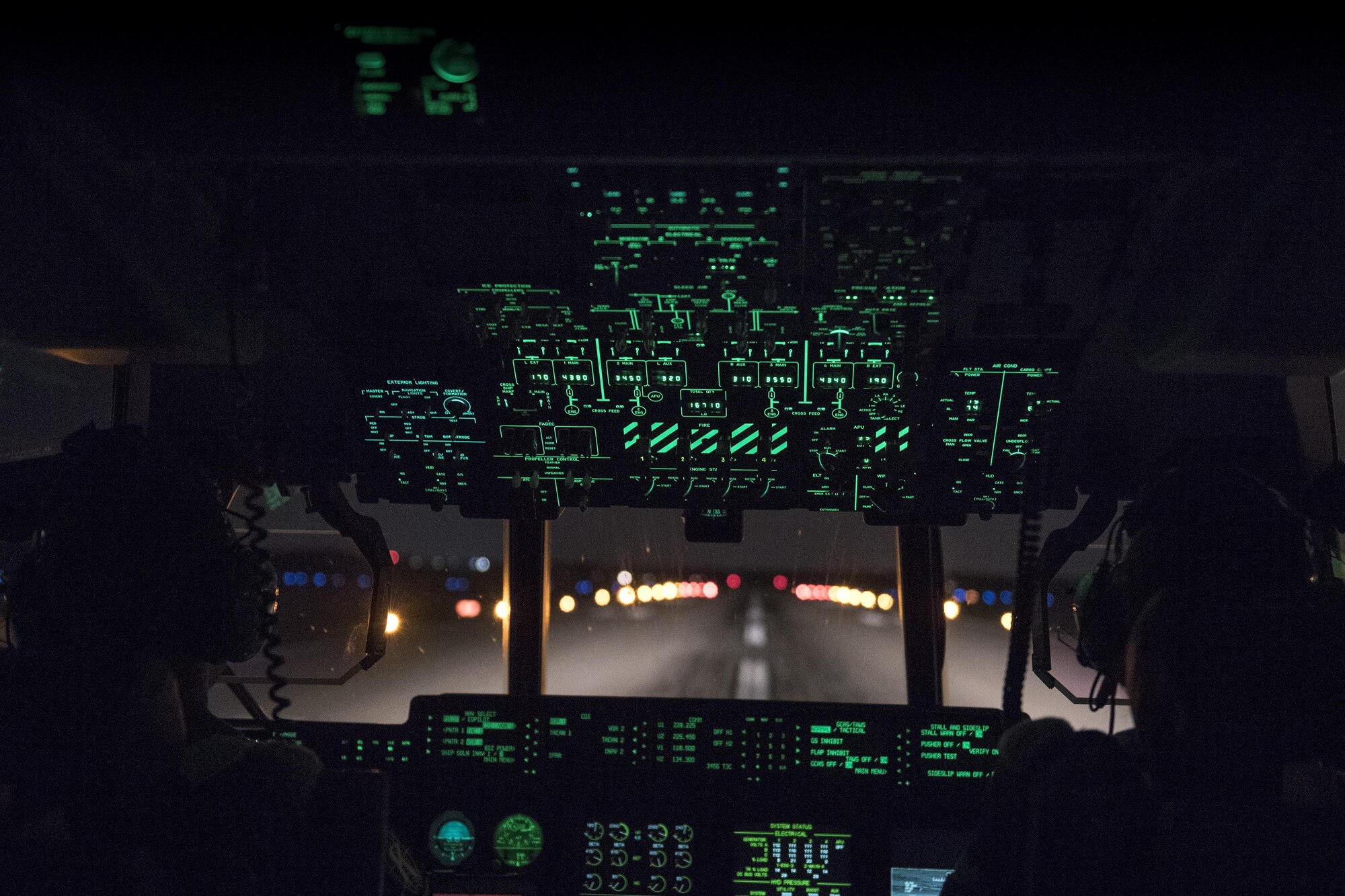 An HC-130J Combat King II from the 71st Rescue Squadron lands at the Easterwood Airport following a sortie in support of Hurricane Harvey relief efforts, Aug. 28, 2017, in College Station, Texas. The 347th Rescue Group from Moody Air Force Base, Ga. sent aircraft and personnel in support of Air Forces Northern as part of Northern Command's support of FEMA's disaster response efforts. (U.S. Air Force photo by Staff Sgt. Ryan Callaghan)