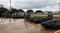 Marines with 4th Reconnaissance Battalion, 4th Marine Division, Marine Forces Reserve, prepare to execute rescue operations in response to Hurricane Harvey in Katy, Texas, Aug. 29, 2017. Marine Forces Reserve is posturing ground, air and logistical assets in order to support FEMA, state and local response efforts due to Hurricane Harvey. The Marine Corps Reserve is America’s expeditionary total force in readiness whether on the battlefield or during national emergencies.