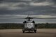 An HH-60G Pave Hawk from the 41st Rescue Squadron returns from a sortie in support of Hurricane Harvey relief efforts, Aug. 29, 2017, at Easterwood Airport, College Station, Texas. The formation of two HH-60G Pave Hawk helicopters was credited with 11 saves on their first mission. The 347th Rescue Group from Moody Air Force Base, Ga., sent aircraft and personnel in support of FEMA during Hurricane Harvey disaster response efforts. (U.S. Air Force photo by Staff Sgt. Ryan Callaghan)