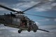 An HH-60G Pave Hawk from the 41st Rescue Squadron takes off for a sortie in support of Hurricane Harvey relief efforts, Aug. 29, 2017, at Easterwood Airport, College Station, Texas. The 347th Rescue Group from Moody Air Force Base, Ga., sent aircraft and personnel in support of FEMA during Hurricane Harvey disaster response efforts. (U.S. Air Force photo by Staff Sgt. Ryan Callaghan)