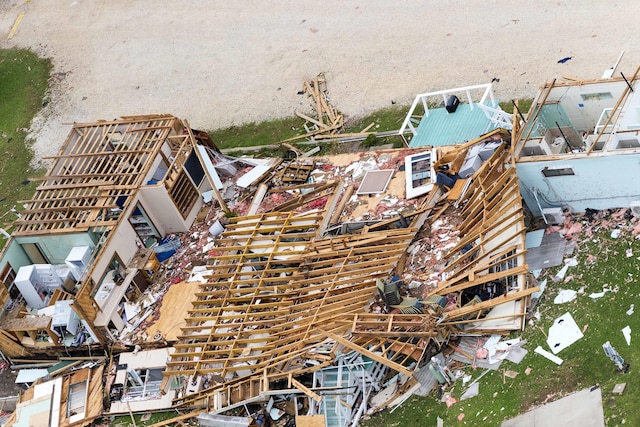 An aerial view showing massive devastation and flooding caused by Hurricane Harvey.