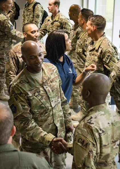 Airmen meeting Chief Master Sergeant of the Air Force