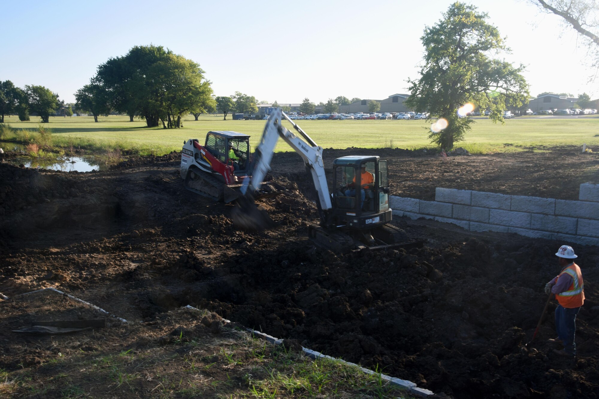 Drainage ditch, culvert.