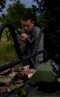 Airman using radio