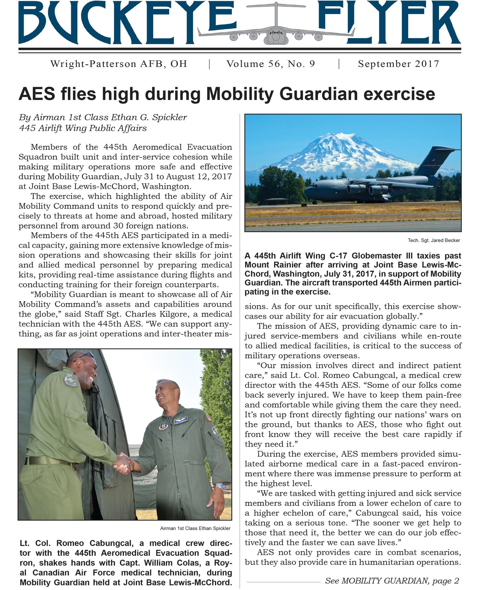 The September 2017 issue of the Buckeye Flyer is now available. The official publication of the 445th Airlift Wing includes eight pages of stories, photos and features pertaining to the 445th Airlift Wing, Air Force Reserve Command and the U.S. Air Force.