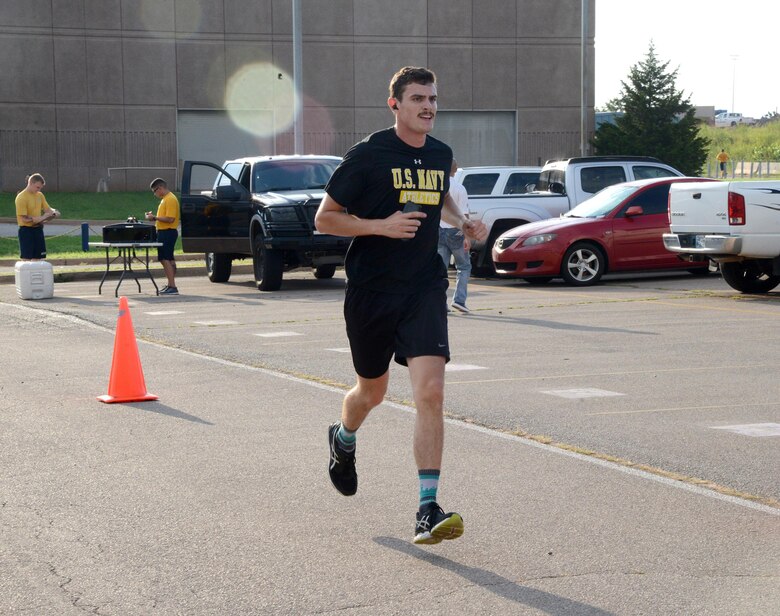 AE3 Keagan Adams, with VQ-4, was the first place finisher in the annual Howie Shapiro 5K Aug. 18 at Herc Park.
