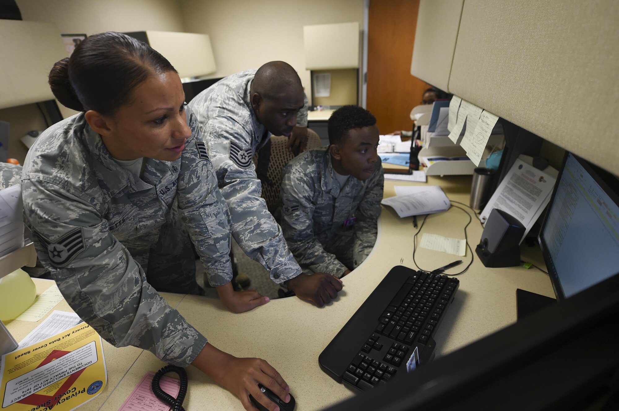 Airmen from the 19th Aerospace Medicine Squadron Bioenvironmental Engineering flight research side effects of potential water contaminants during an exercise Aug. 24, 2017, at Little Rock Air Force Base, Ark. Each month, the 19th Medical Group shuts down to train and improve readiness response for a variety of emergency scenarios. (U.S. Air Force photo by Staff Sgt. Harry Brexel)