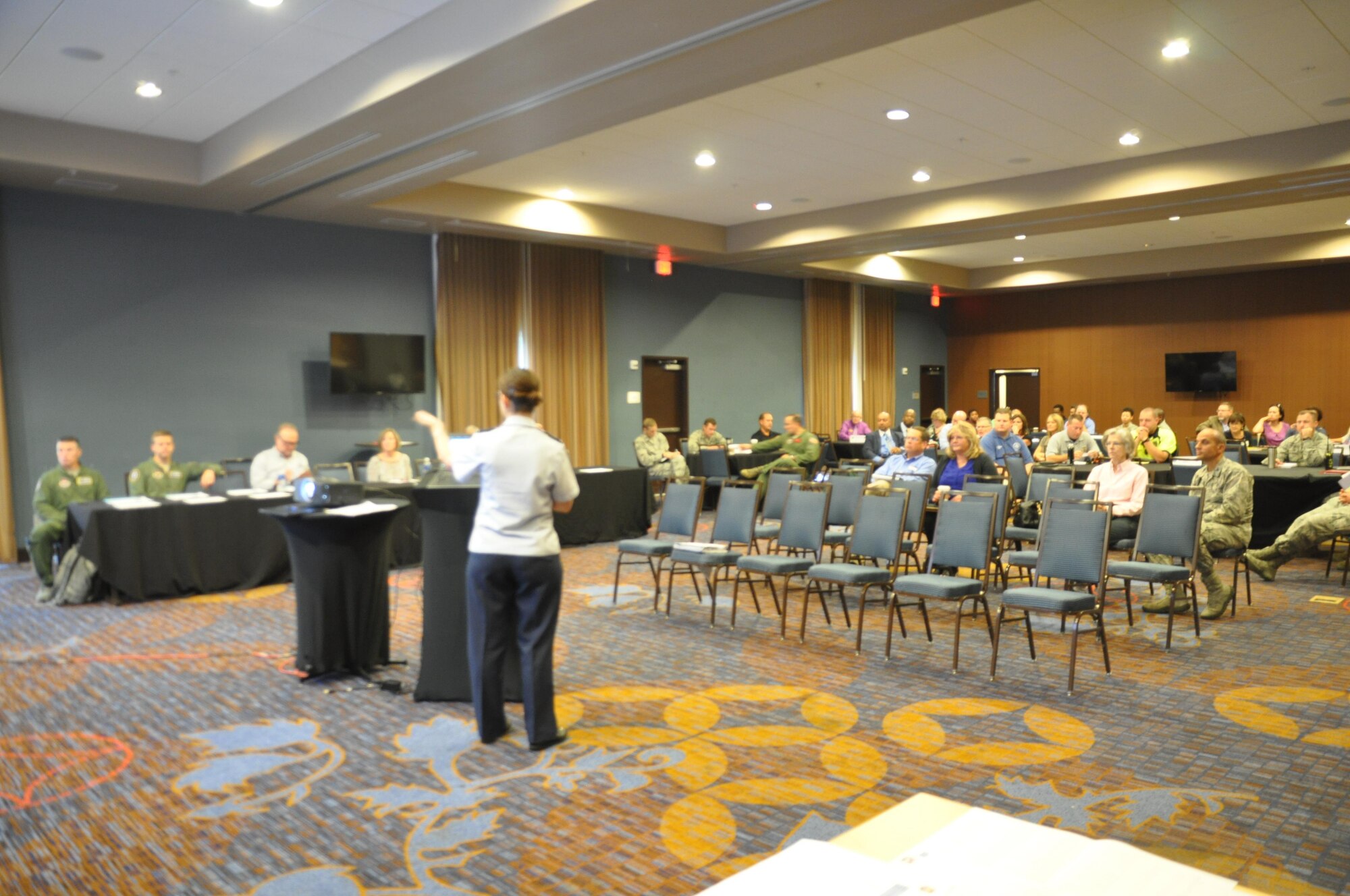 Columbus Air Force Base hosted its fourth Air Force Community Partnership meeting Aug. 28, 2017, at the Courtyard Marriott in Columbus, Mississippi. During the meeting two community partnership agreements were signed and another 12 were discussed. (U.S. Air Force photo by Richard Johnson)