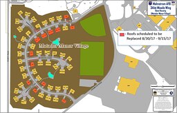 A map depicting homes in base housing that will have their roofs replaced at Malmstrom Air Force Base, Mont. (Courtesy photo)