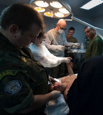 Doctor treat a child in Brazil.