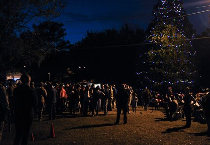 Families gathered to see a tree lighting celebration at Joint Base Charleston – Weapons Station, S.C., Nov. 30, 2017.