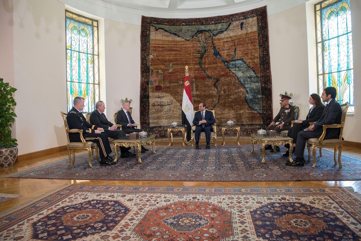 Defense Secretary James N. Mattis meets with the Egyptian president.