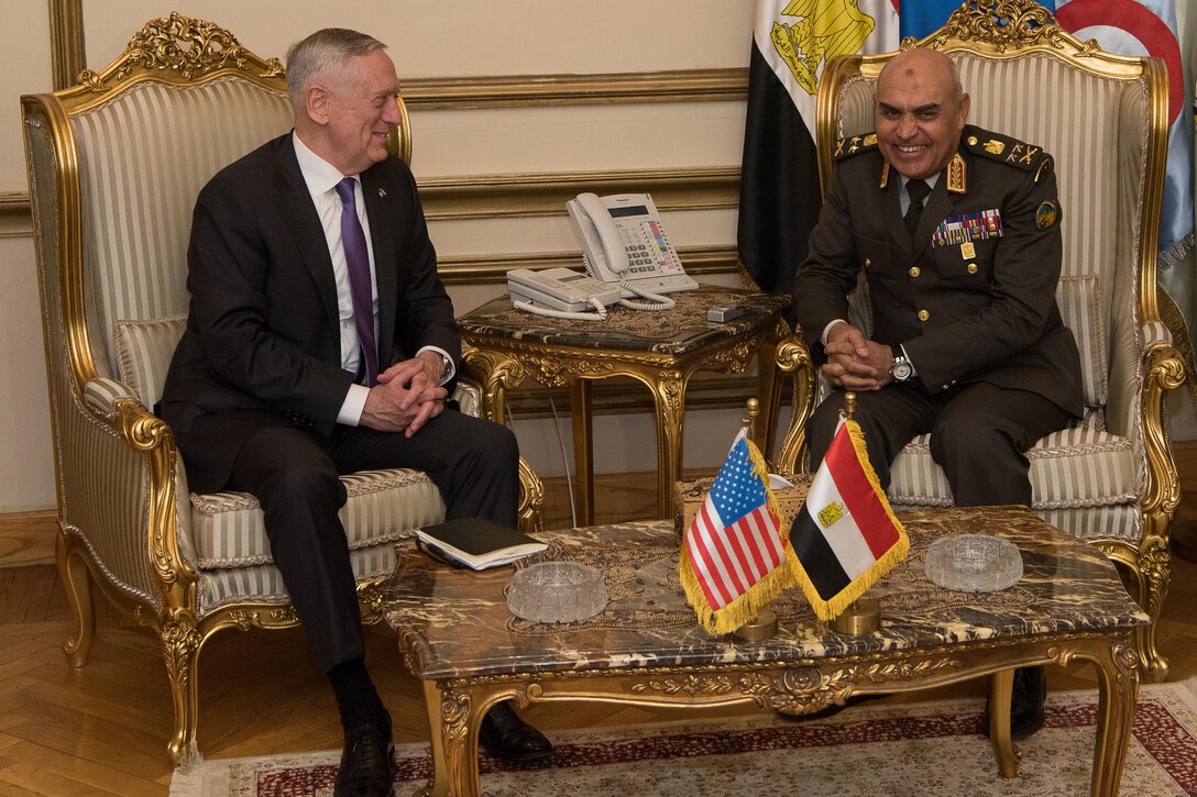 Defense Secretary James N. Mattis meets with the Egyptian defense minister.
