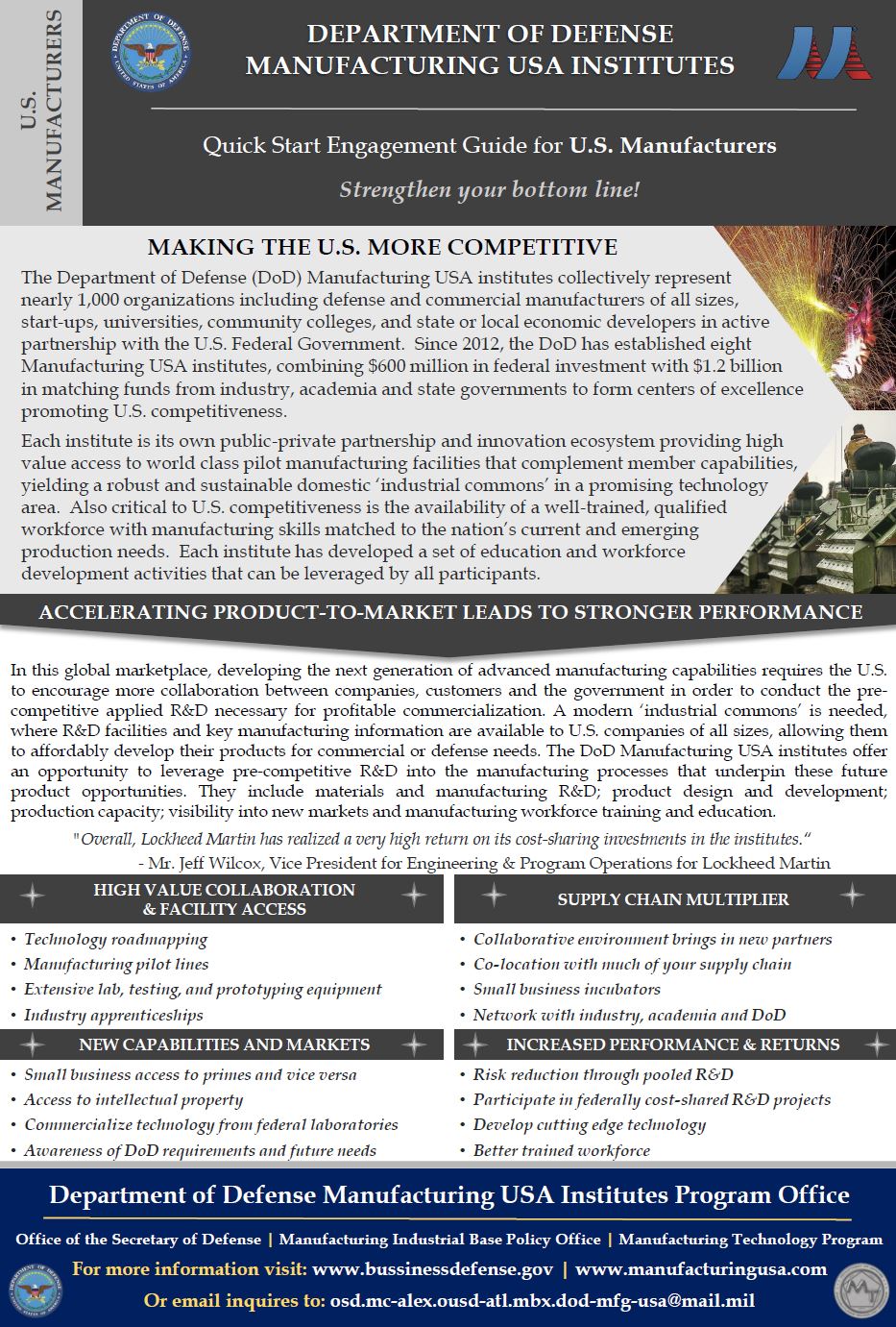 Manufacturing Usa Institutes Engagement Guide Us Manufacturers