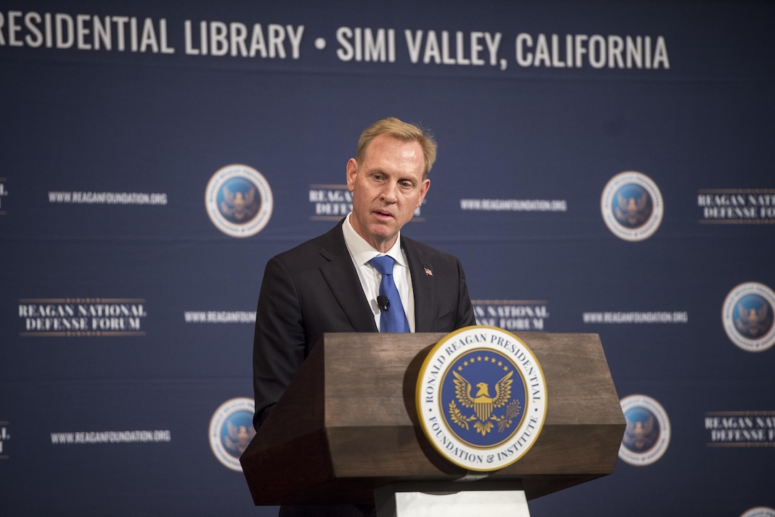 Deputy Defense Secretary Patrick M. Shanahan speaks at a forum.